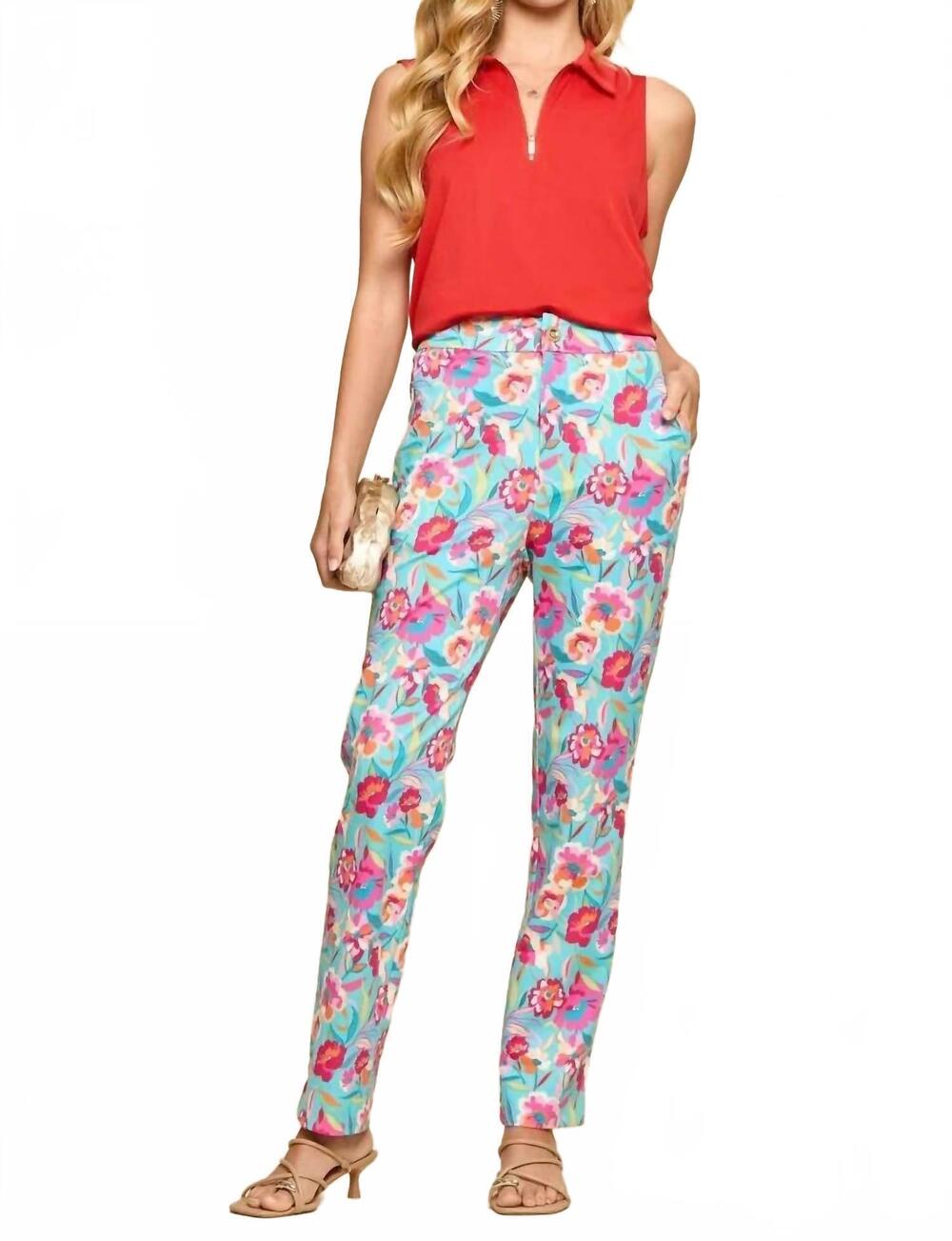 NEW DEAR SCARLETT relaxed straight leg pants in mint floral multi